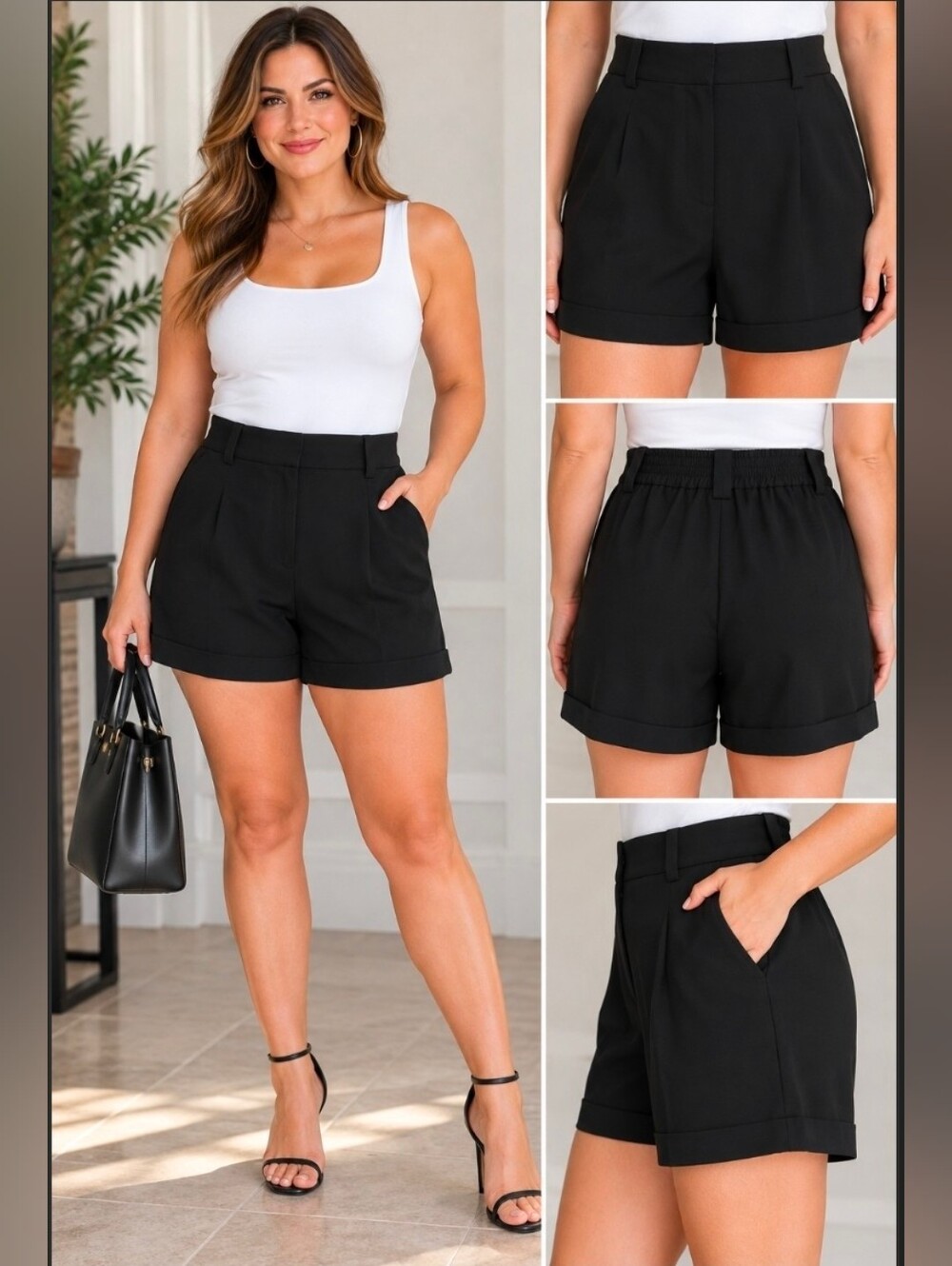 Rachel Zoe Black Tailored Dress Shorts
